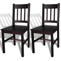 VidaXL Eetkamerstoelen 2 st grenenhout donkerbruin - thumbnail