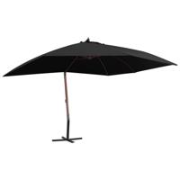 VidaXL Zweefparasol met houten paal 400x300 cm zwart - thumbnail