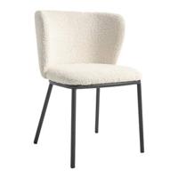 Kave Home Eetkamerstoel 'Ciselia' Bouclé, kleur Wit - thumbnail