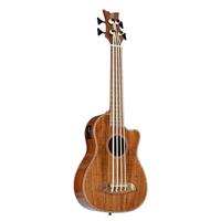 Ortega CAIMAN-BS-GB Lizard Series Short Scale Uke Bass Natural elektrisch-akoestische bas ukelele met gigbag - thumbnail