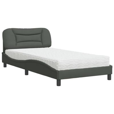 Bed met matras stof donkergrijs 100x200 cm