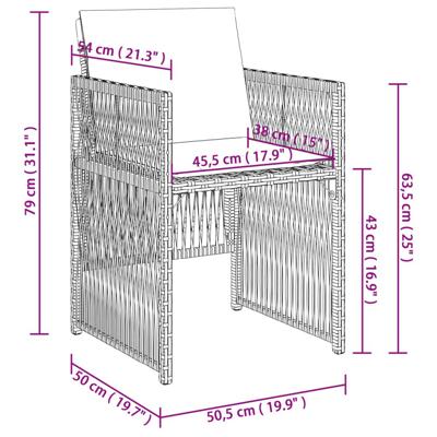 5-delige Tuinset met kussens poly rattan bruin