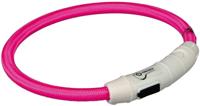 Trixie lichtgevende halsband hond flash usb tpu / nylon roze - thumbnail