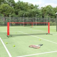 VidaXL Tennisnet 300x100x87 cm polyester zwart en rood - thumbnail