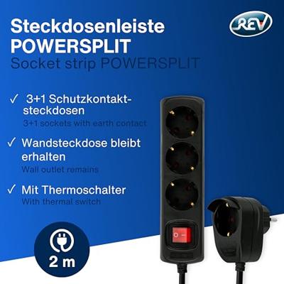 REV 0012392514 Stekkerdoos met schakelaar 3-voudig Zwart Randaarde stekker 1 stuk(s) REV 0012392514 Stekkerdoos met schakelaar 3-voudig Zwart Randaarde stekker 1 stuk(s)