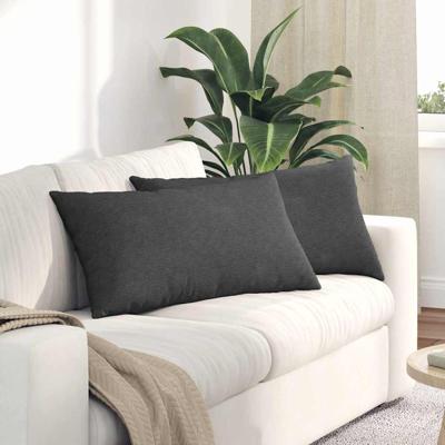 Sofa Kussens 2 pcs Donkergrijs 80 x 40 cm Katoen Stof