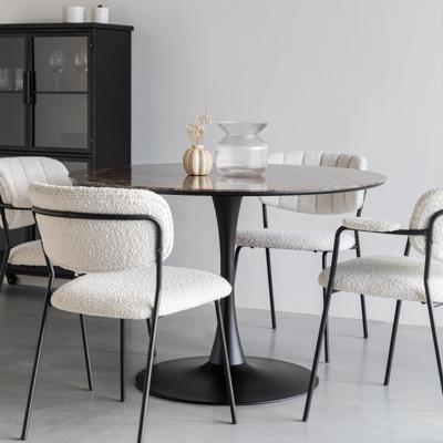ZILT Ronde Eettafel 'Trisha' Marmerlook, 110cm, kleur Zwart ZILT Ronde Eettafel 'Trisha' Marmerlook, 110cm, kleur Zwart