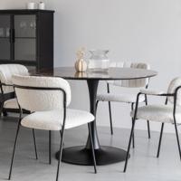 ZILT Ronde Eettafel 'Trisha' Marmerlook, 110cm, kleur Zwart - thumbnail