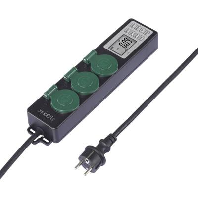 Sygonix SY-6786454 Buitenstopcontact met schakelklok 3-voudig Zwart, Groen Randaarde stekker 1 stuk(s)