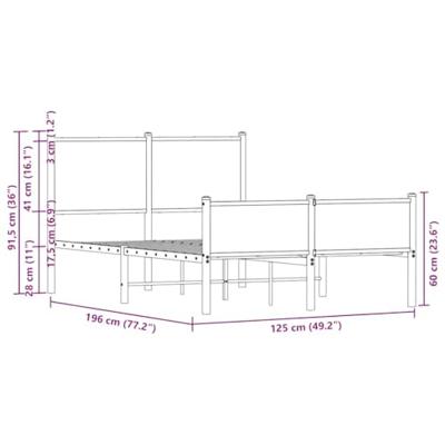 Bedframe zonder matras metaal gerookt eikenkleurig 120x190 cm Bedframe zonder matras metaal gerookt eikenkleurig 120x190 cm