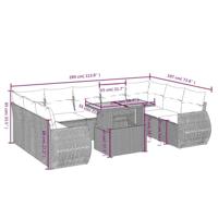 10-delige Loungeset met kussens poly rattan zwart - thumbnail