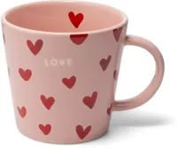 Vondels theekop keramiek love hearts 10x11cm pink - thumbnail