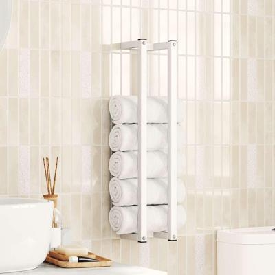 VidaXL Handdoekenrek 12,5x12,5x60 cm staal wit