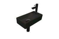 INK Versus Fonteinset - 36x18x9cm - wasbak links - porselein mat zwart 1805362 - thumbnail