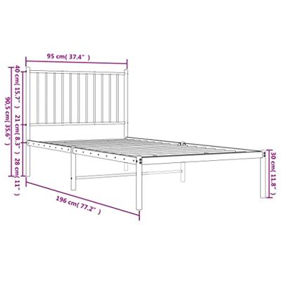Bedframe met hoofdbord metaal wit 90x190 cm