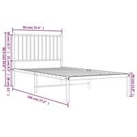 Bedframe met hoofdbord metaal wit 90x190 cm - thumbnail