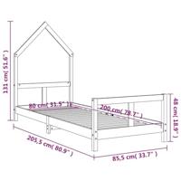 Kinderbedframe 80x200 cm massief grenenhout wit - thumbnail
