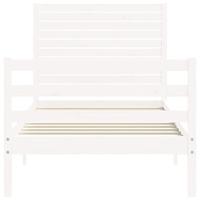 Bedframe met hoofdbord massief hout wit - thumbnail