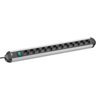 Bachmann 330.073 Stekkerdoos met schakelaar Aluminium, Zwart Randaarde stekker 1 stuk(s) - thumbnail