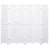 vidaXL Kamerscherm met 6 panelen 210x165 cm hout wit - thumbnail