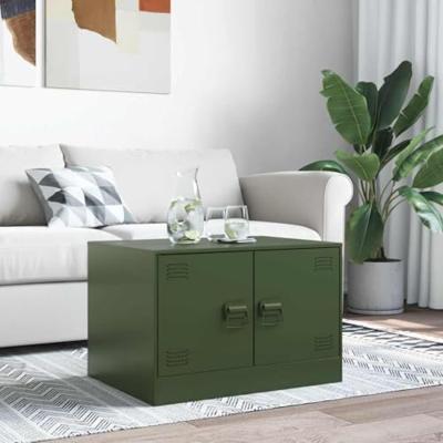 Salontafel 67x50x44 cm staal olijfgroen