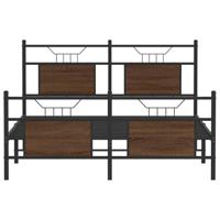 Bedframe zonder matras bewerkt hout bruin eikenkleur 137x190 cm - thumbnail