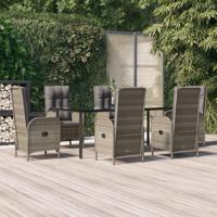 7-delige Tuinset met kussens poly rattan zwart en grijs - thumbnail