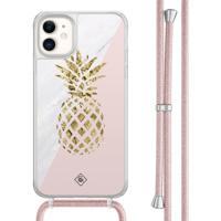 iPhone 11 hoesje met rosegoud koord - Ananas - thumbnail