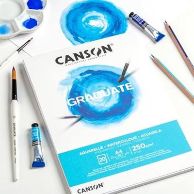 Aquarelpapier Canson Graduate Watercolour 20vel 250gr A3 natuurlijk wit Aquarelpapier Canson Graduate Watercolour 20vel 250gr A3 natuurlijk wit