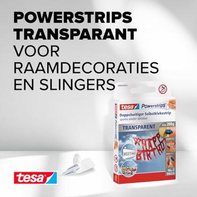 tesa POWERSTRIPS® Dubbelzijdig plakband Transparant Inhoud: 16 stuk(s) tesa POWERSTRIPS® Dubbelzijdig plakband Transparant Inhoud: 16 stuk(s)