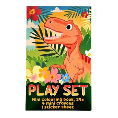 Wins Holland Traktatiesetje - kleurboekje, waskrijtjes en stickervel - dino