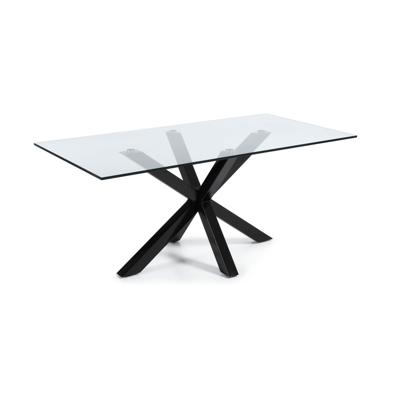Kave Home Glazen eettafel 'Argo' met zwart onderstel, 200 x 100cm Kave Home Glazen eettafel 'Argo' met zwart onderstel, 200 x 100cm