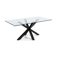 Kave Home Glazen eettafel 'Argo' met zwart onderstel, 200 x 100cm - thumbnail