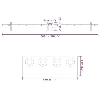 Doos met onderdelen voor schuifdeur 427 cm staal zwart