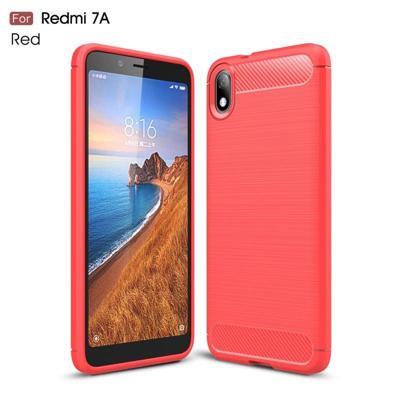 Geborsteld textuur koolstofvezel TPU Case voor Xiamo Redmi 7A (rood)