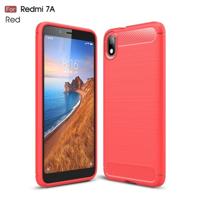 Geborsteld textuur koolstofvezel TPU Case voor Xiamo Redmi 7A (rood) - thumbnail