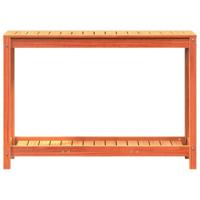 VidaXL Oppottafel met schap 108x35x75 cm massief grenenhout wasbruin - thumbnail