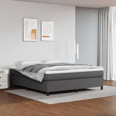 Boxspring met matras kunstleer grijs 160x200 cm