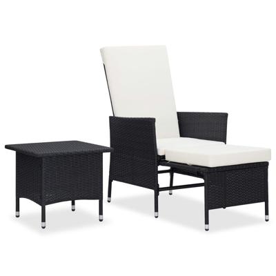 2-delige Loungeset met kussens poly rattan zwart 2-delige Loungeset met kussens poly rattan zwart