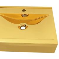 VidaXL Wastafel met overloop 60x46x16 cm keramiek goudkleurig - thumbnail