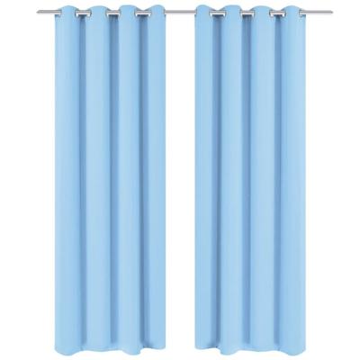 Gordijnen met metalen ringen verduisterend 135x175 turquoise 2 st