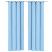 Gordijnen met metalen ringen verduisterend 135x175 turquoise 2 st - thumbnail