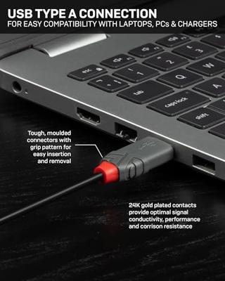 Lindy 36701 0.5m USB A USB A Mannelijk Vrouwelijk Zwart, Grijs USB-kabel