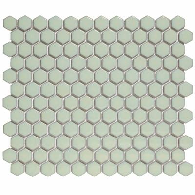 Mozaïek Barcelona 26x30 cm Geglazuurd Porselein Hexagon Glanzend Licht Groen The Mosaic Factory