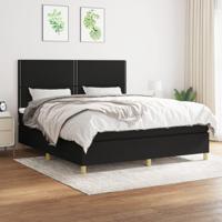 Boxspring met matras stof zwart 160x200 cm - thumbnail
