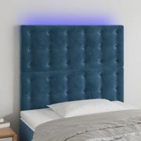 Hoofdbord LED 80x5x118/128 cm fluweel donkerblauw - thumbnail