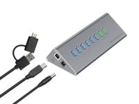 CONCEPTRONIC HUBBIES18G 10-in-1 60 W USB 3.0 Hub-oplader combi, 2-in-1 USB-C USB-A-kabel, USB 3.2 Gen 1 - thumbnail