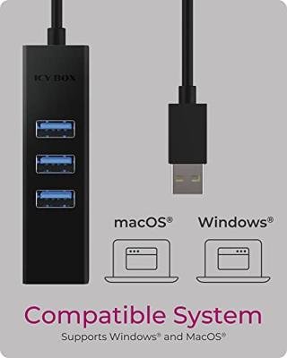 ICY BOX IB-HUB1419-LAN usb-hub - thumbnail