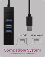 ICY BOX IB-HUB1419-LAN, USB 3.2 Gen 1 HUB und LAN Adapter, Type-A+C zu 3x USB 3.2 Gen 1 USB 3.2 Gen 1-hub 4 poorten Via PC bedienbaar Zwart - thumbnail