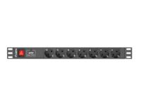 Lanberg PDU-07F-0200-IEC-BK energiedistributie 7 AC-uitgang(en) 1U Zwart - thumbnail